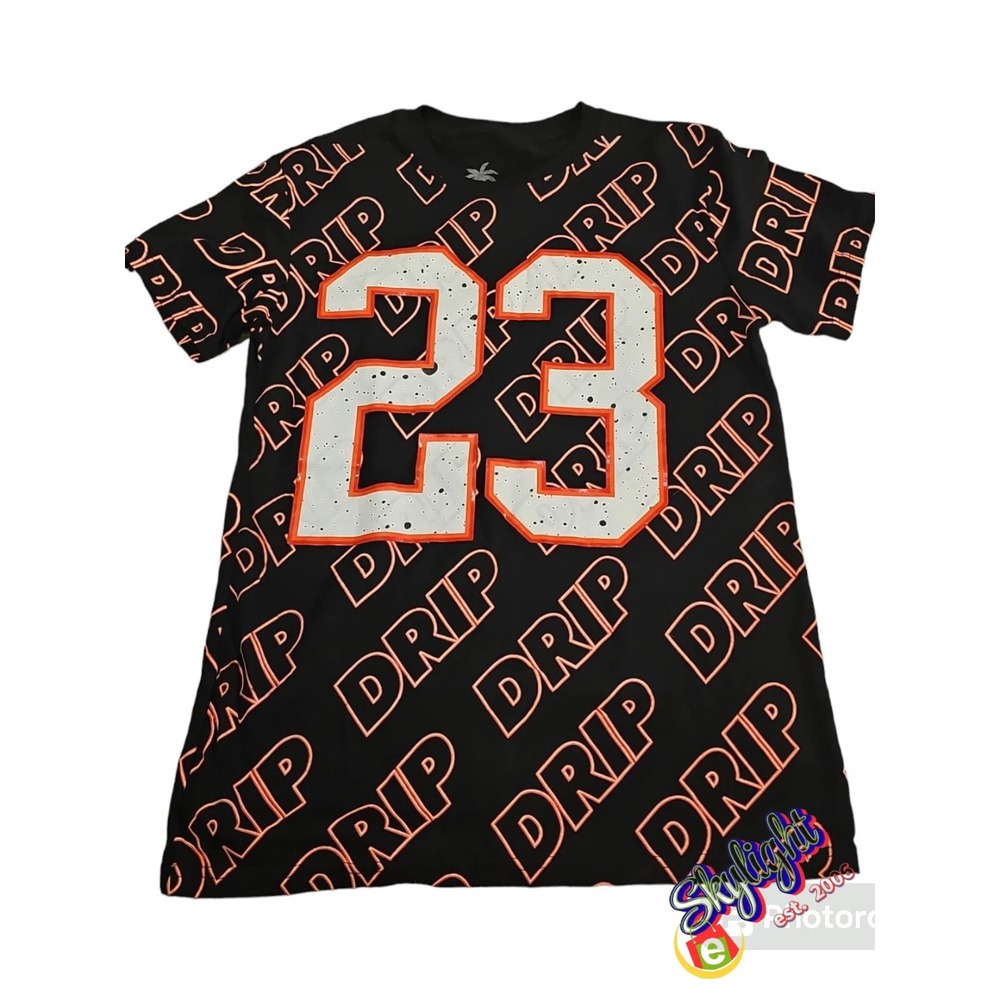 Vibes Mens Black 90s Theme Aop‎ Drip 23 Sneaker T-Shirt Size Reg Medium 19x29